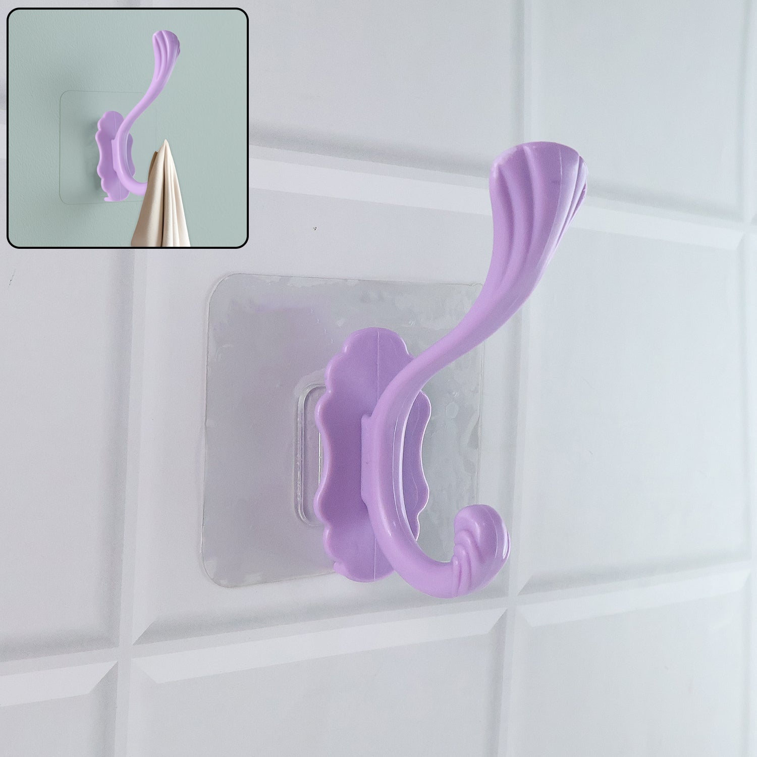Decorative strong self adhesive wall hook mounted on wall