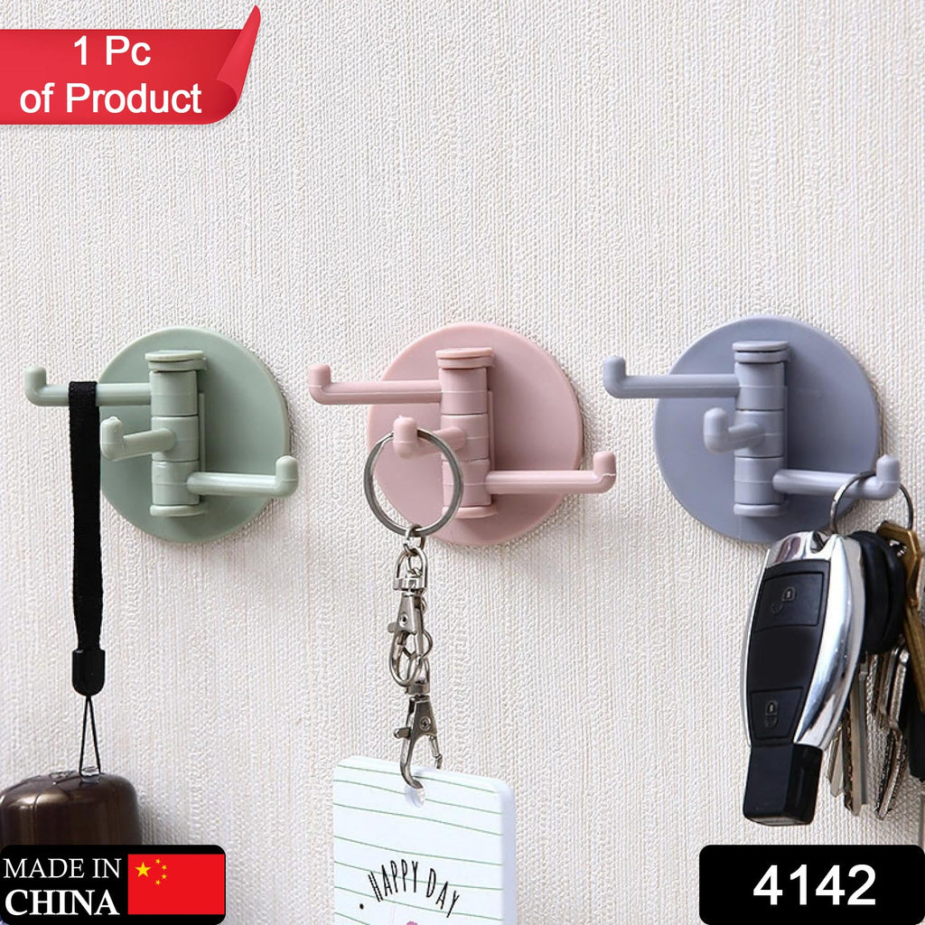 GlimmerHome 3-hook rotating sticky hook in white, ideal for kitchen or bathroom organization.