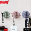 GlimmerHome 3-hook rotating sticky hook in white, ideal for kitchen or bathroom organization.