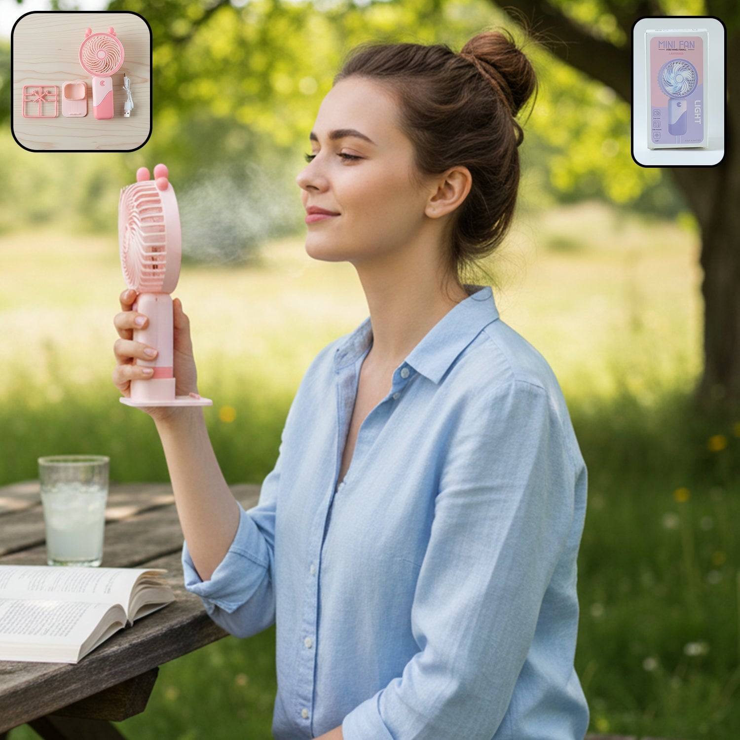 Personal cooling mini fan ideal for travel and outdoor use