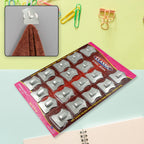 Multiple stainless steel wall hooks showcased in an organized arrangement.