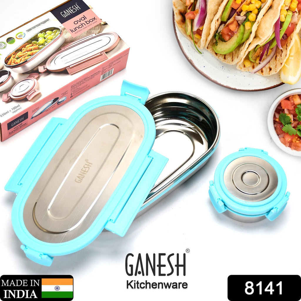 Two compartment stainless steel lunch box and small container