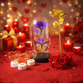 Glass dome rose romantic gift set with heart-shaped LED décor