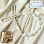 Elegant pearl beaded curtain tieback with crystal accents