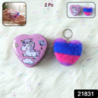 Cartoon printed heart shape gift box in vibrant colors included in the 2-piece gift set