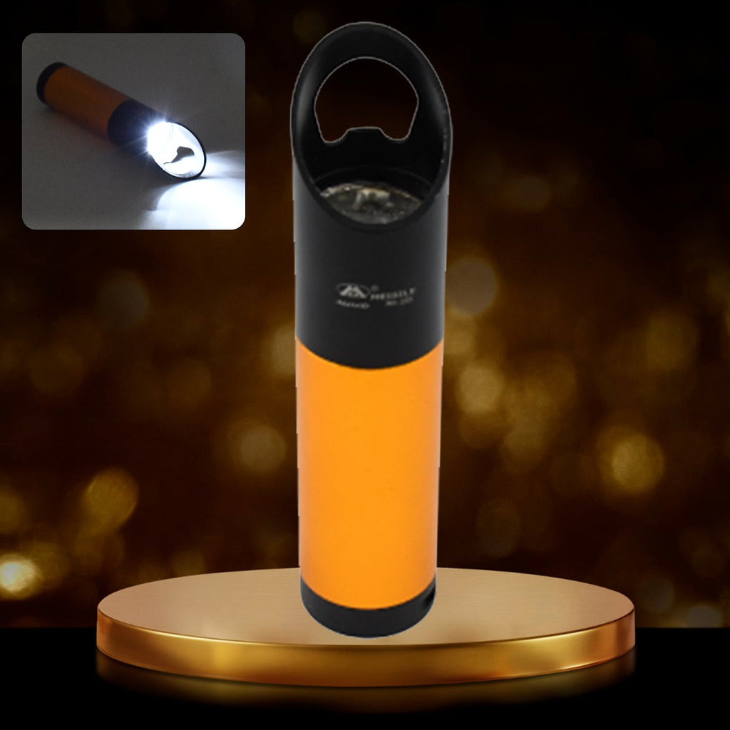 Hand holding the compact pen flashlight, showing its small size.