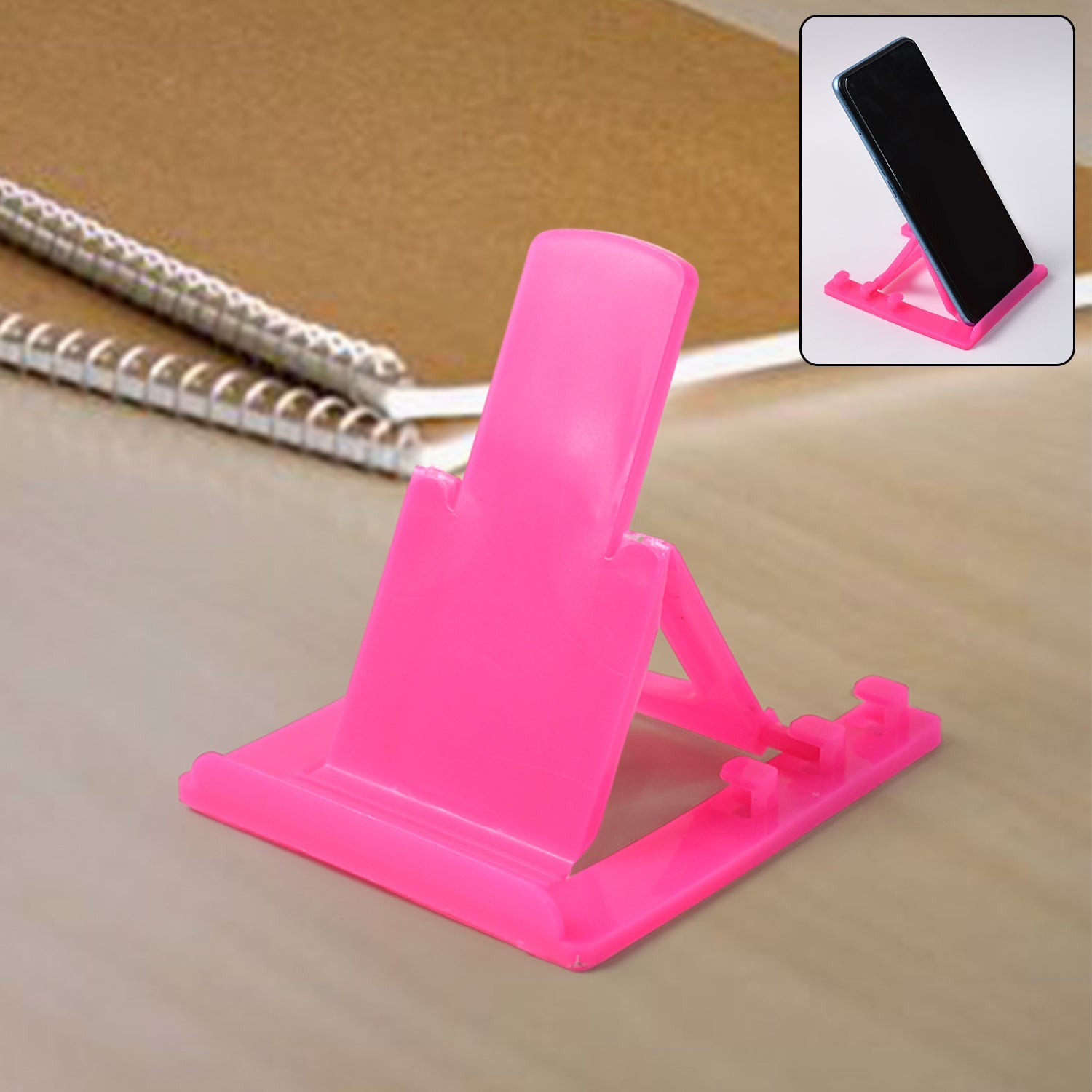 Adjustable plastic mobile phone stand holder in foldable design