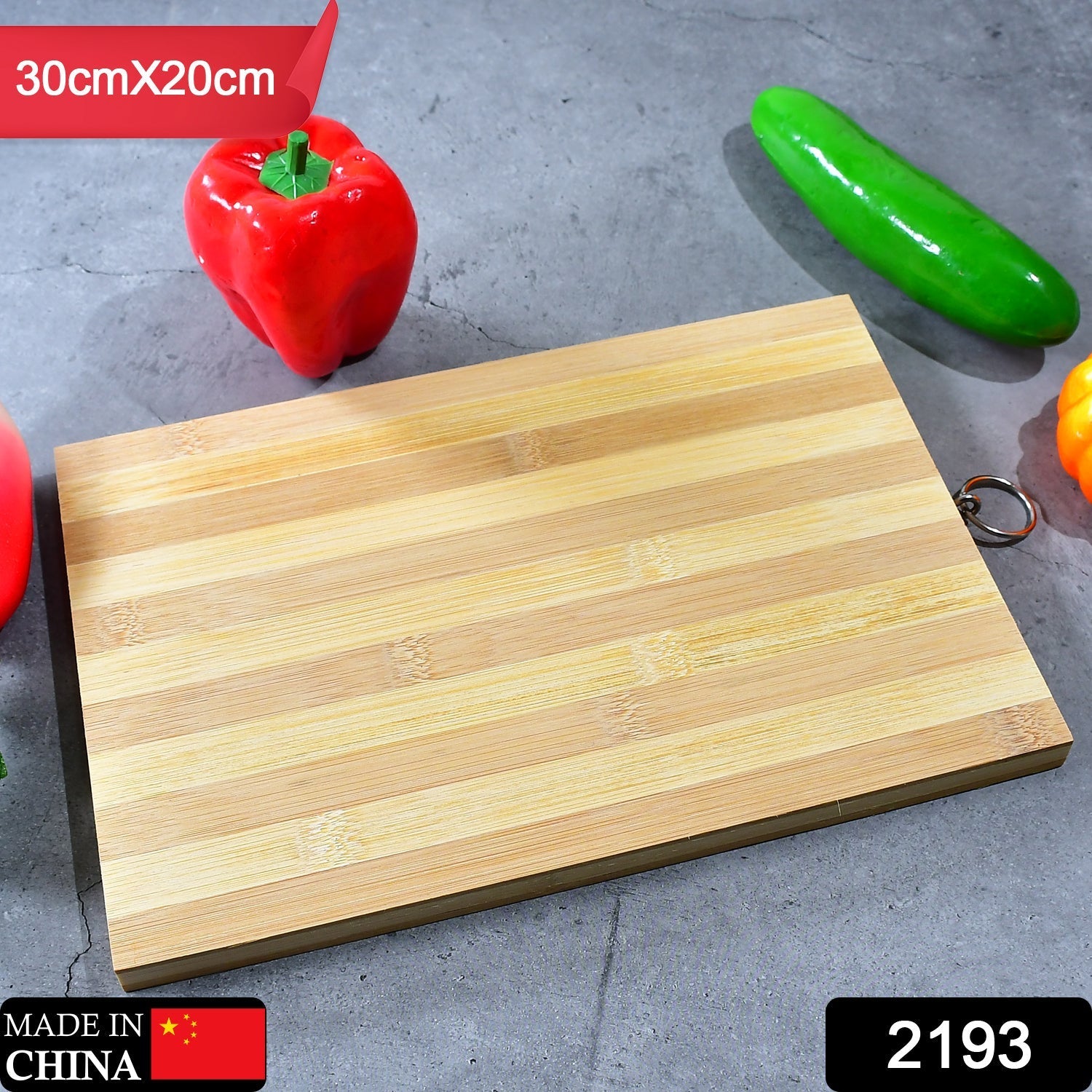 Natural wood cutting board for kitchen prep.
