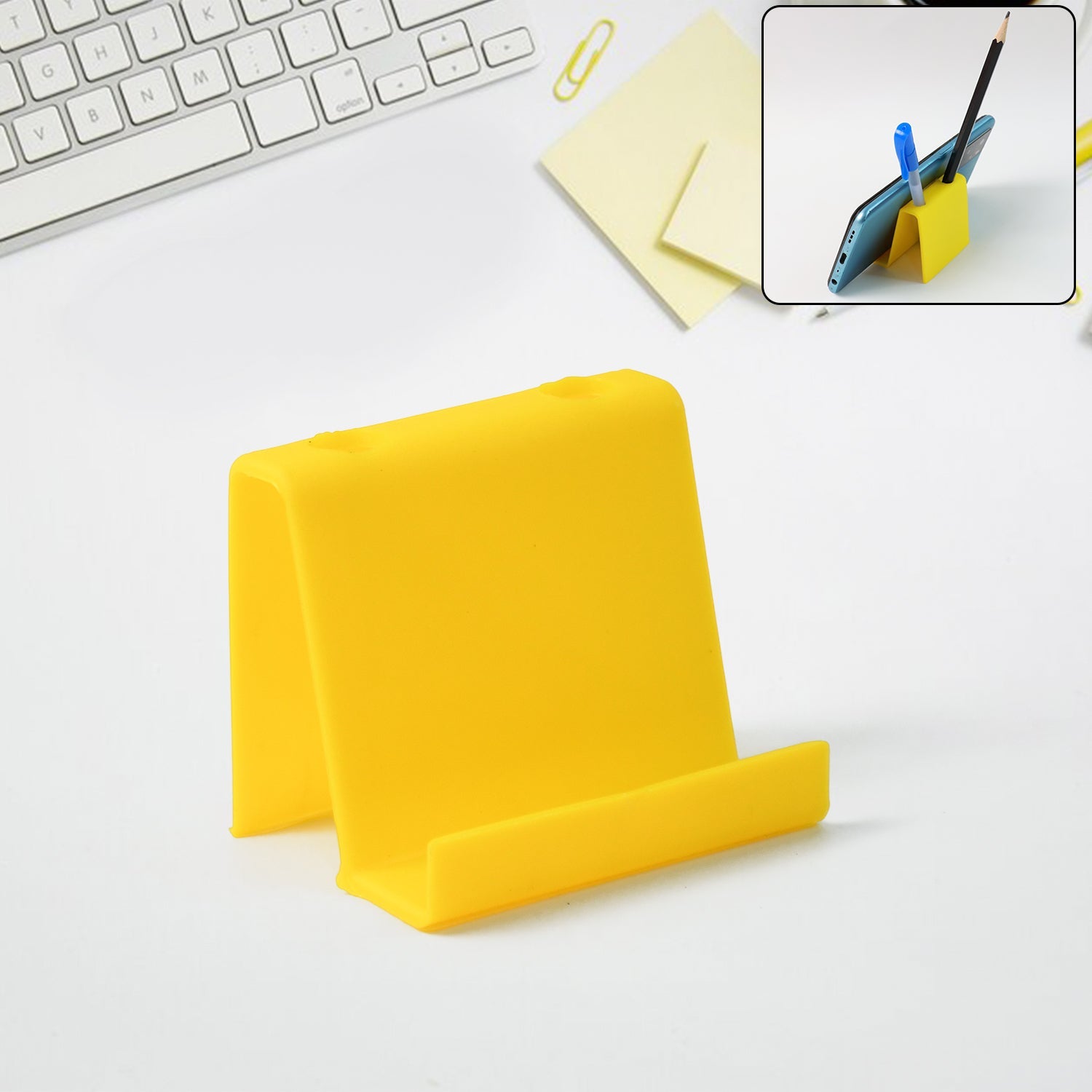 Colorful multifunctional plastic mobile phone stand with pen holder on desk