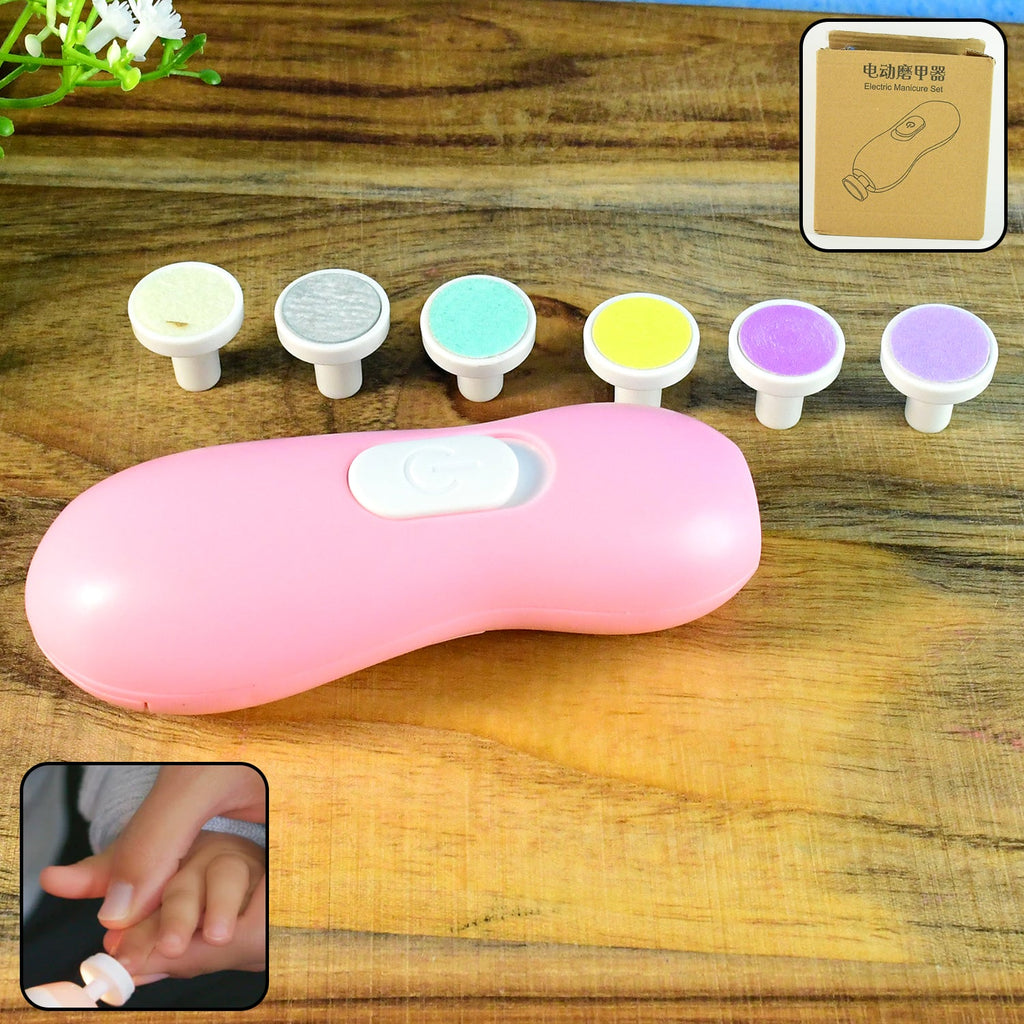 Electric baby nail trimmer set with multiple grinding heads for safe infant nail care