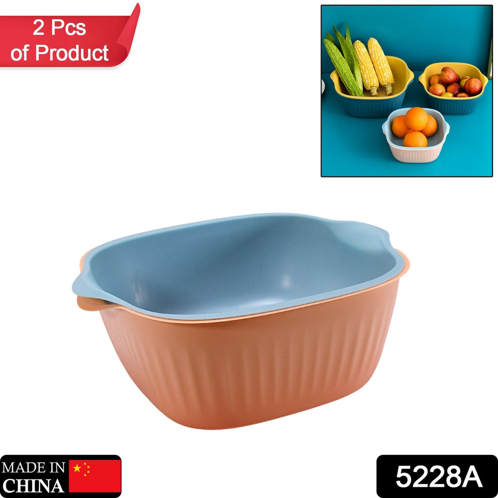 Dual-purpose kitchen drainer basket for washing fruits and vegetables.