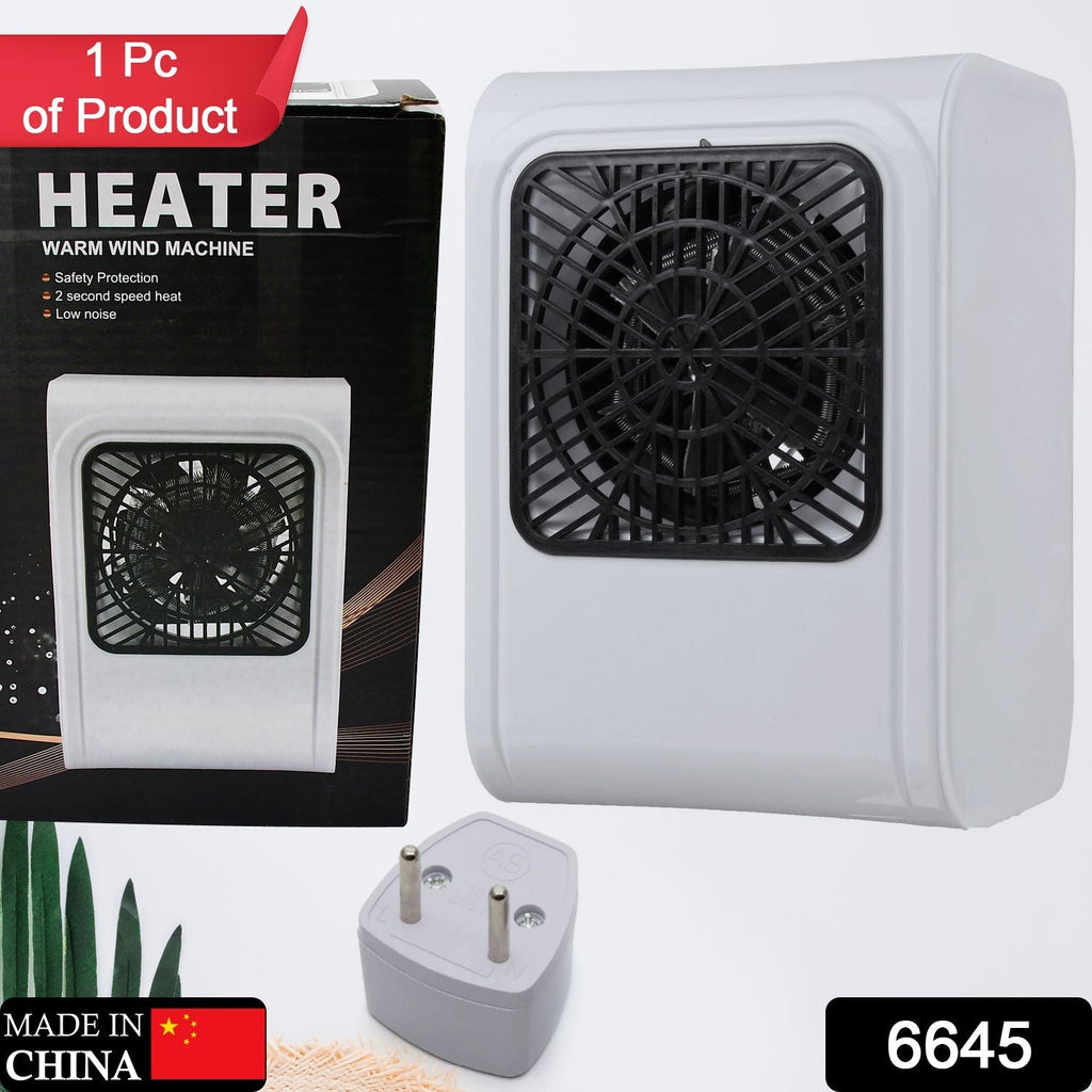 Side view of the portable electric heater with easy-to-use controls.