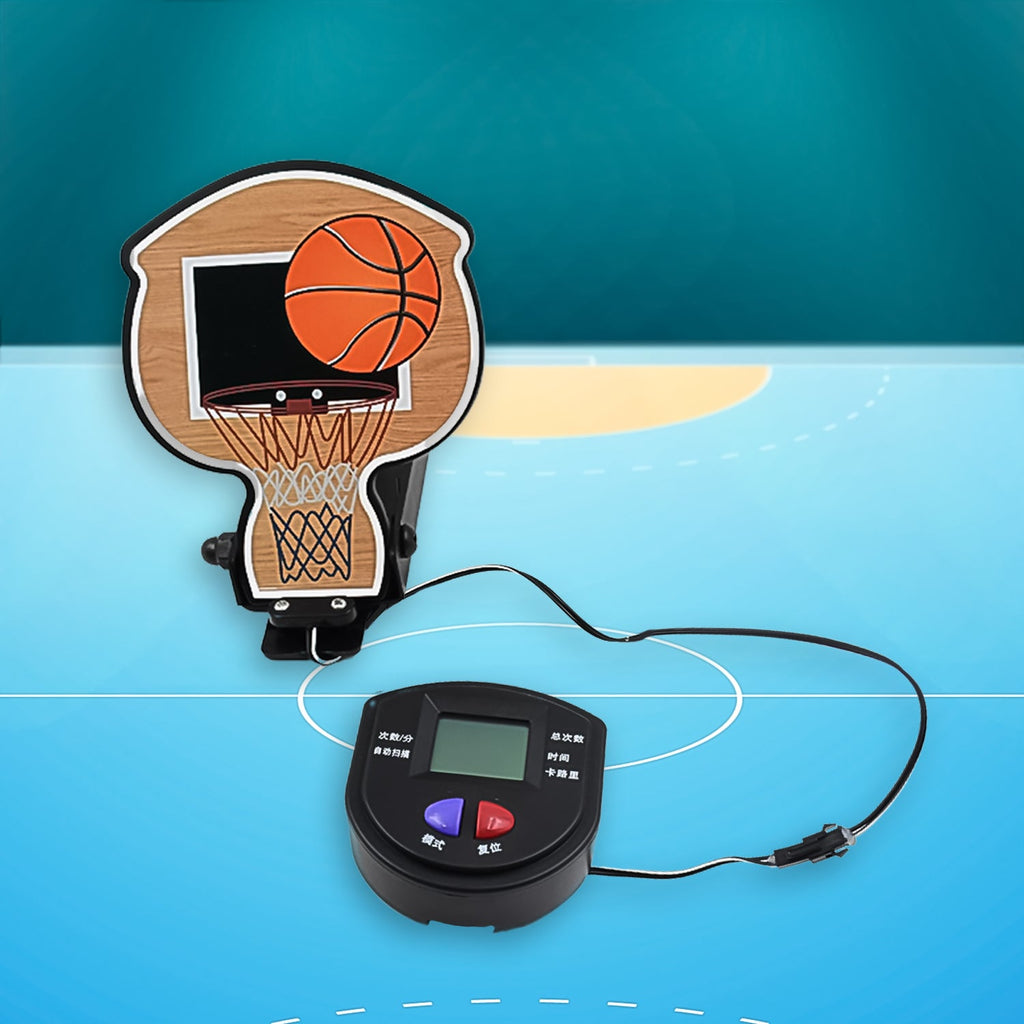 A child uses the Kids Jump Trainer, touching the device mounted on a wall.