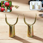 Fruit plucking tool head set with curved fork design for easy fruit harvesting