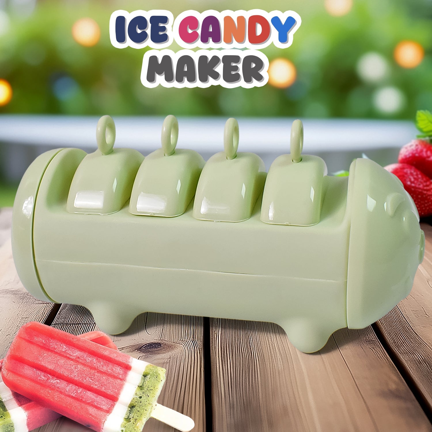 Plastic Ice Candy Maker with 4 compartments for homemade kulfis.