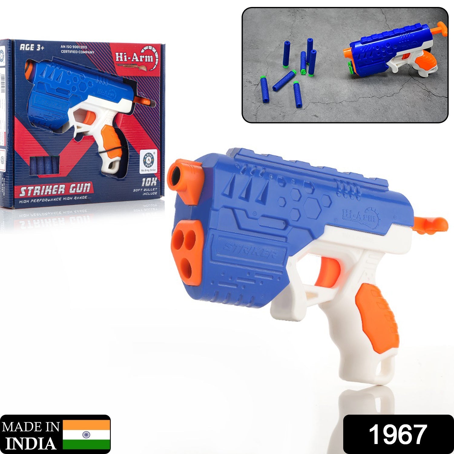 Aditi foam bullet gun with 10 suction darts for kids.