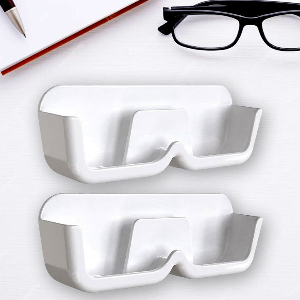 Organivo Sunglass Wall Organizer mounted on a white wall, showcasing easy adhesive installation.
