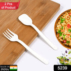 Close-up of a Quickslice plastic cutlery set with a fork and spoon on a white background.