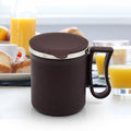 Vibrant orange Stainless Steel Coffee Mug with lid and handle, ready for daily use.