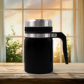 Stainless steel vacuum coffee cup with non-slip handle and 600ml capacity
