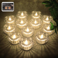 Set of 12 heart-shaped LED flameless decorative candles emitting warm light