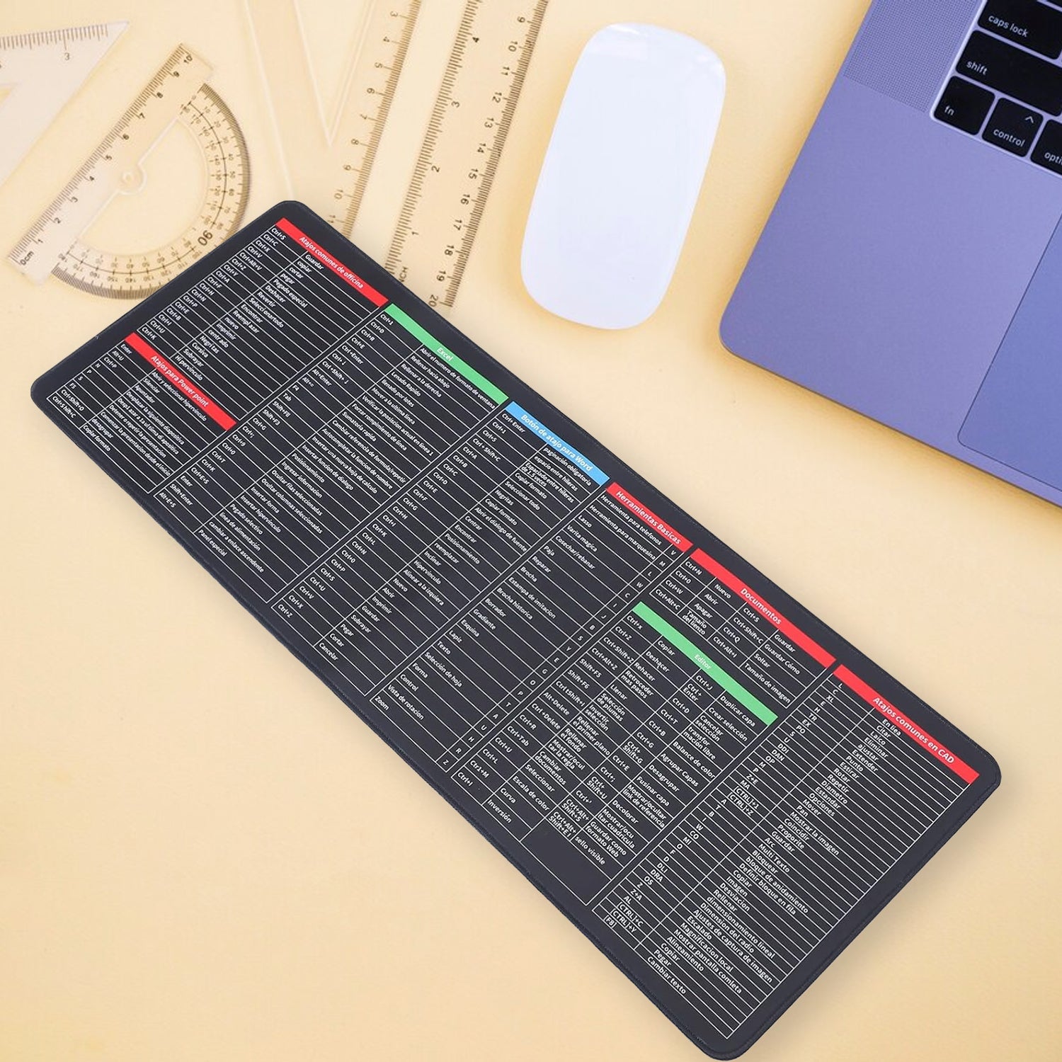 Underside of the natural rubber desk mouse pad, highlighting its anti-slip grip.