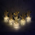 Set of 6 LED flameless decorative candles with cactus design in crystal-effect holders