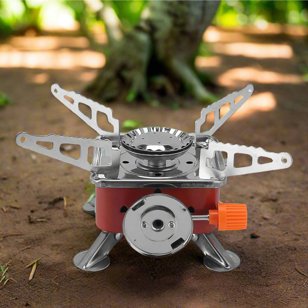 Detail shot of the Mini Camping Stove, showcasing its robust build and 2800W power specifications.