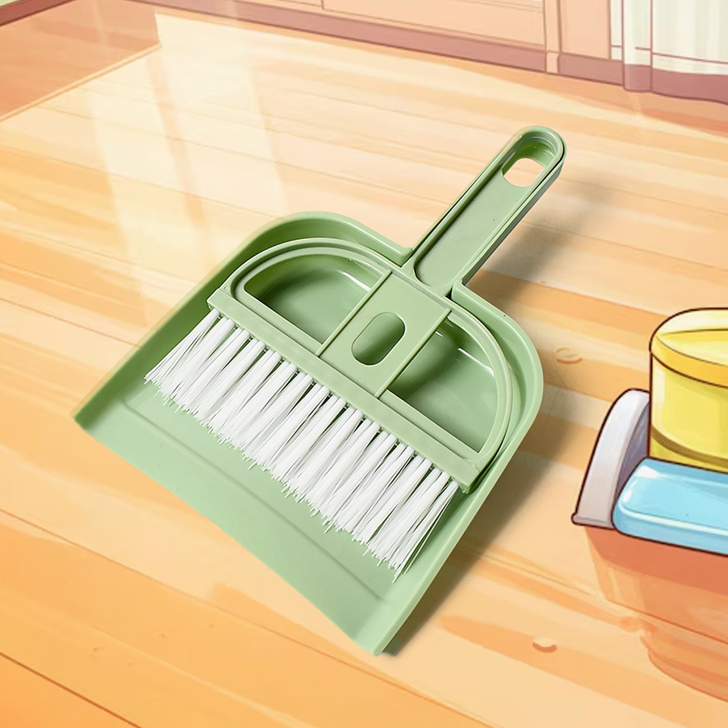 Compact Mini Dustpan with Brush Set for quick desktop cleaning.