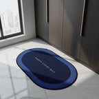 Close-up of high-quality velvet material on oval bathroom mat