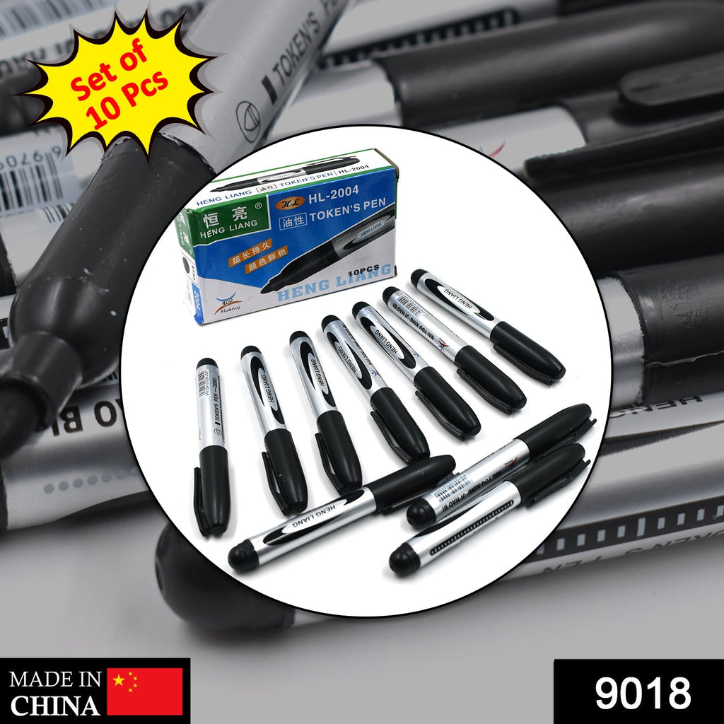 A 10-piece set of InkGlow Permanent Black Markers displayed neatly.
