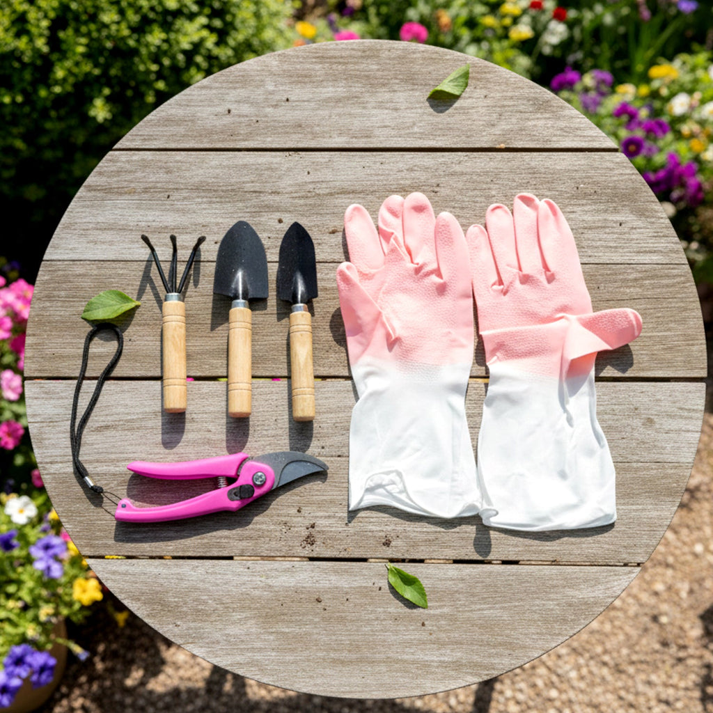 Complete gardening tool kit with gloves and hand tools