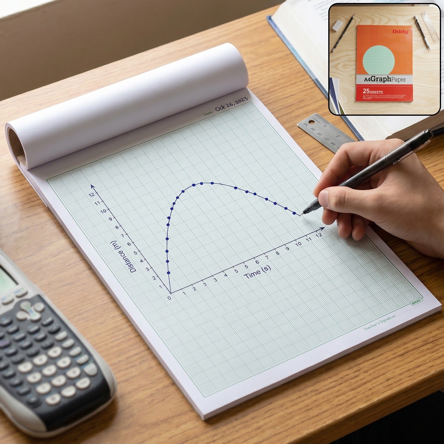 Oddy A4 Graph Paper Pad with 1mm square grid in use