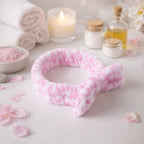 Soft plush spa headband with stretchable elastic band