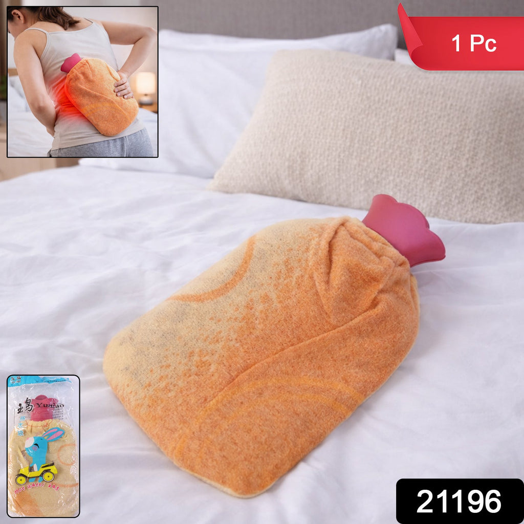 Reusable hot water bag with soft fabric cover for effective pain relief and muscle relaxation