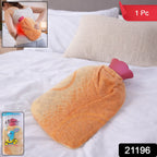 Reusable hot water bag with soft fabric cover for effective pain relief and muscle relaxation