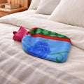 Hot water bottle with soft fleece cover providing warm therapy for pain relief