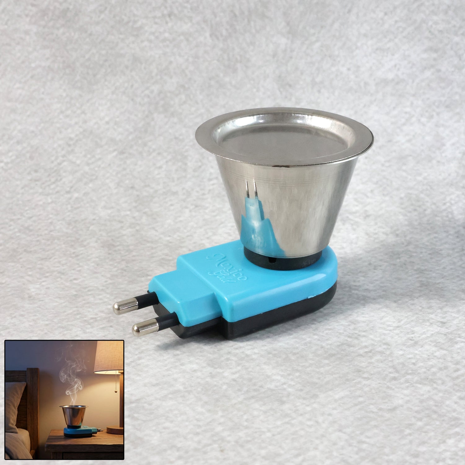 QuickBurn Electric Kapoor Dani in colorful steel, perfect for incense.