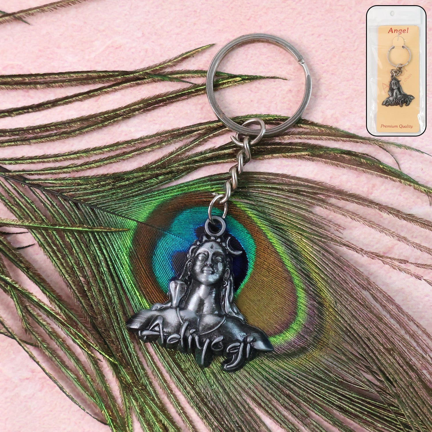 Elegant Shiva Face Metal Keychain with detailed metal design
