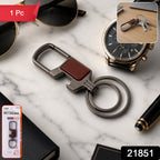 Stylish metal key holder with safety lock clip attached to belt loop for security