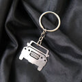 Metal Jeep shape keychain with polished stainless steel finish