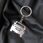 Metal Jeep shape keychain with polished stainless steel finish