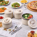 Bento style lunch box set with multiple leak-resistant containers and carry bag