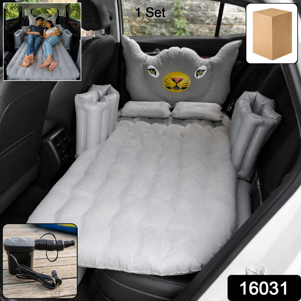 7-piece car air mattress bed set with tiger pillow and electric pump for travel