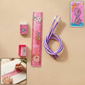Main view of kids school stationery kit with colorful cartoon design