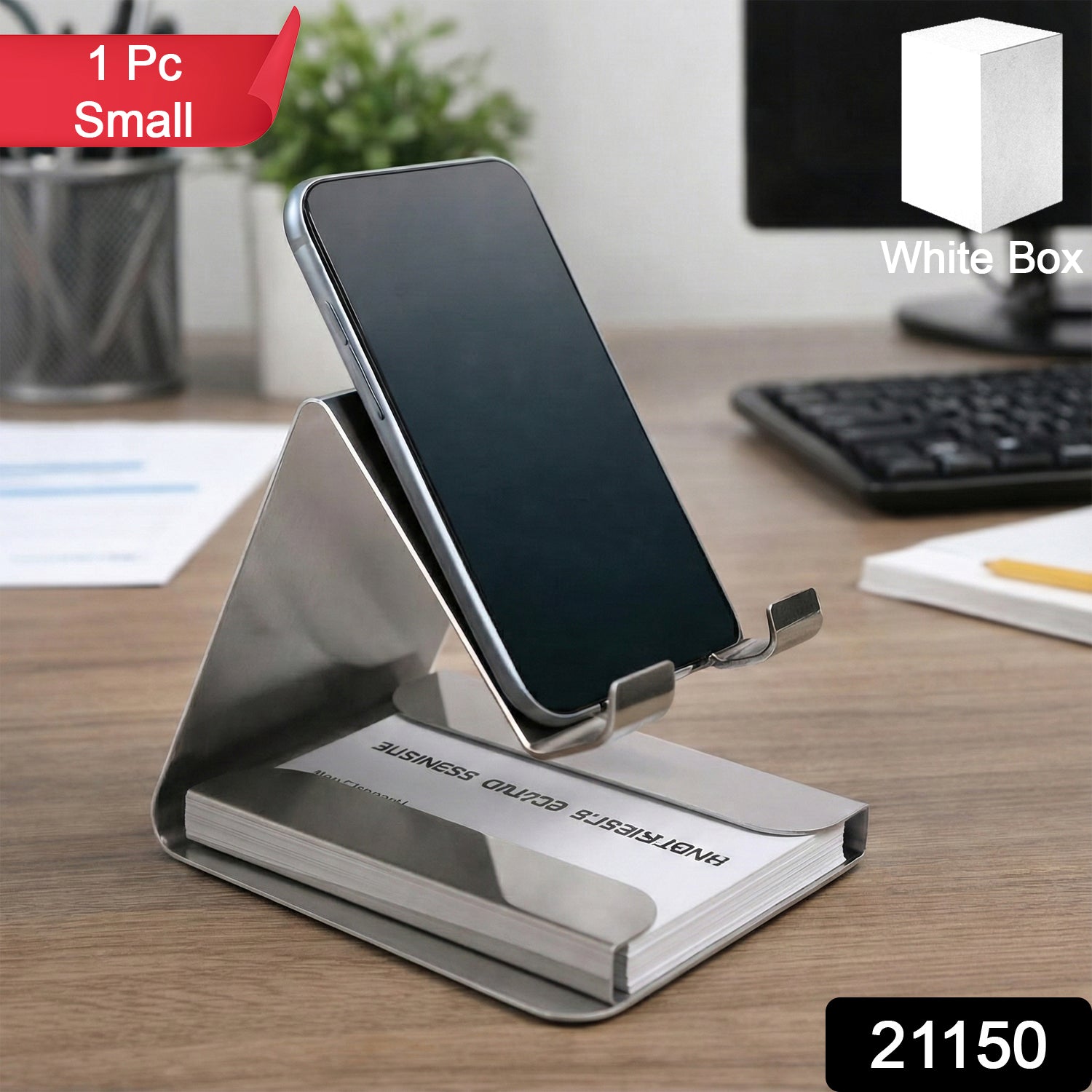 Premium small desktop phone stand holding smartphone securely