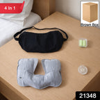 Travel Comfort Sleep Kit set with eye mask and inflatable neck pillow