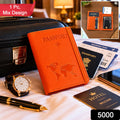 Compact PU leather travel passport holder with multiple compartments