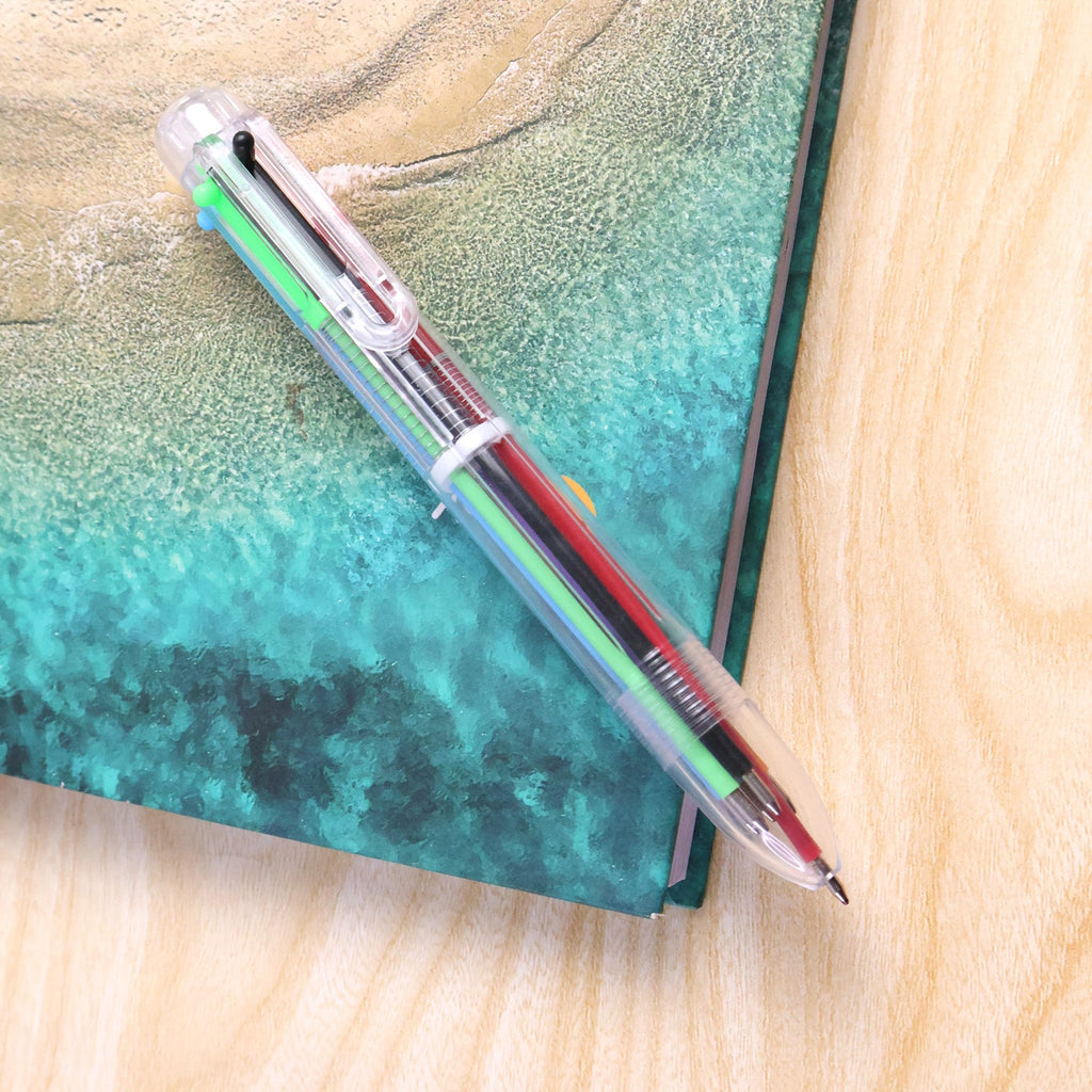 Multicolor Ball Pen showcasing 6 vibrant ink colors for creative writing tasks.
