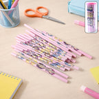 Close-up of single cartoon printed wooden pencil for kids